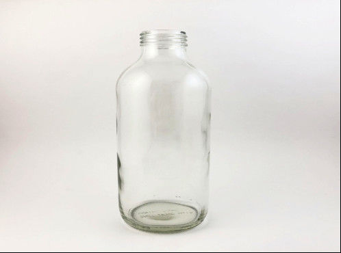 390ml Clear Boston Round Glass Bottles 33mm TE Lead Free